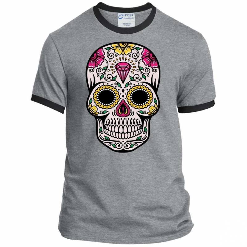 CANDY SKULL 1 Halloween Ringer Tee