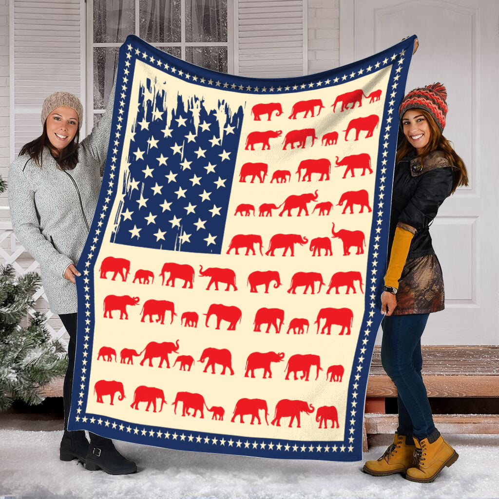 Elephant Usa Flag Fleece Throw Blanket – Soft Throw Blanket – Best Weighted Blanket For Adults