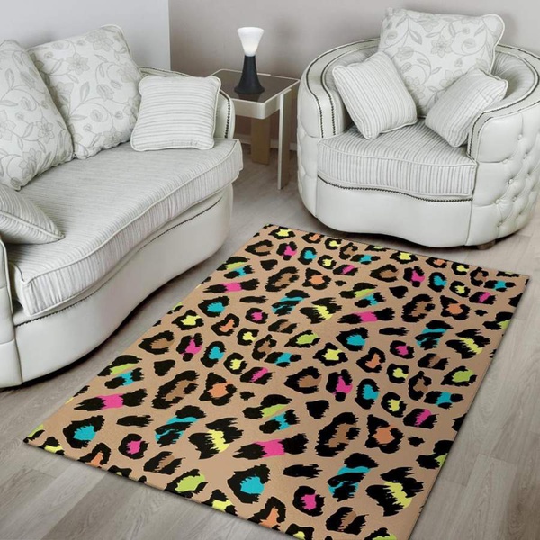 Brown Colorful Cheetah Print Area Rug