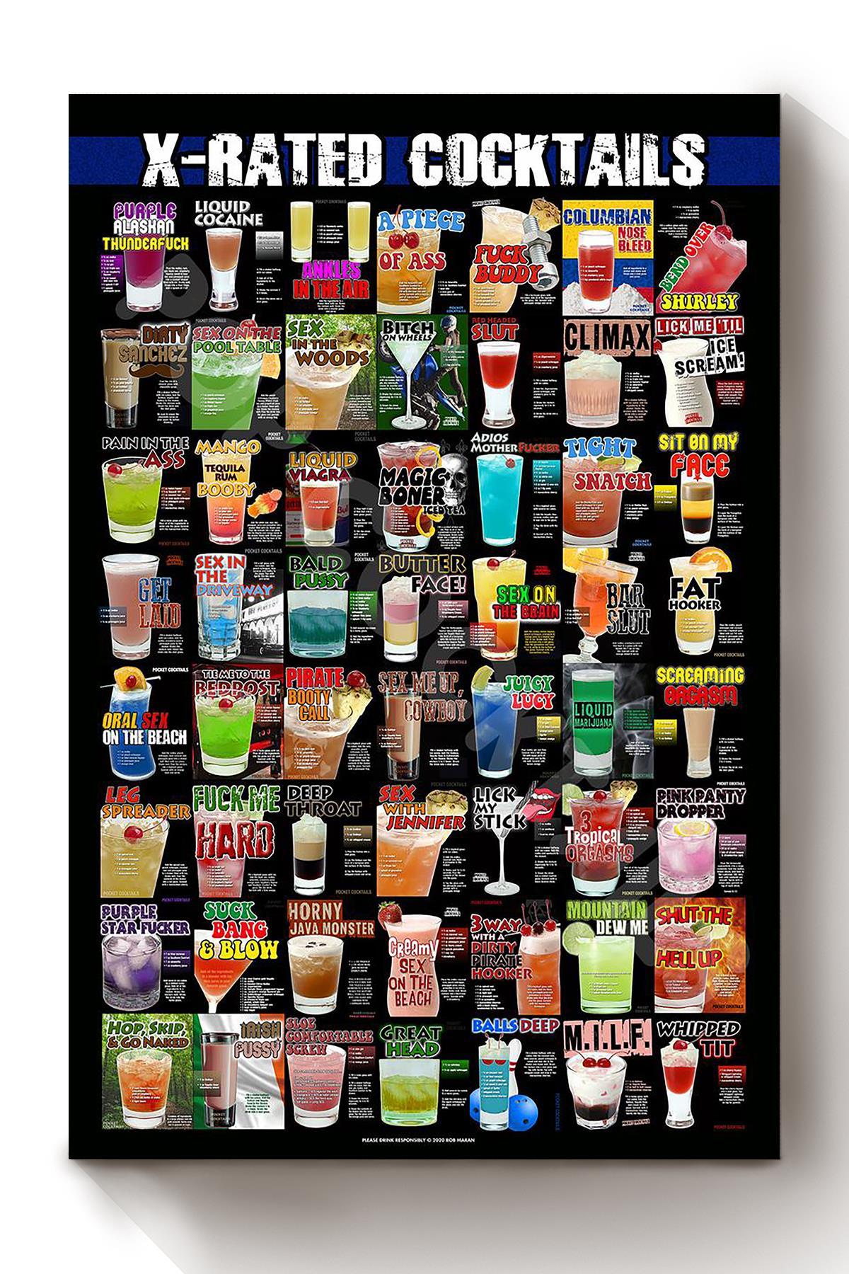 X Rated Cocktails Types Od Cocktails Batender Knowledge Gift For Bar Decor Housewarming Canvas