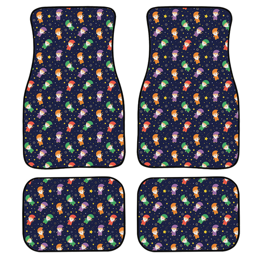 Cute Wizard Pattern Print Front And Back Car Floor Mats, Front Car Mat