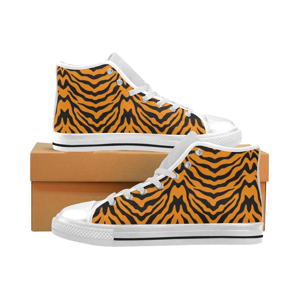 Bengal tigers skin print pattern Men’s High Top Shoes White