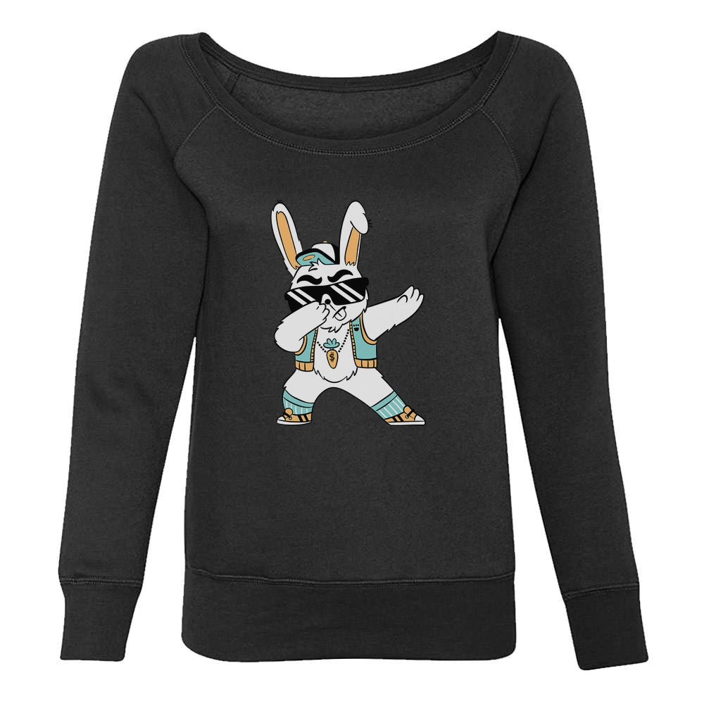 Dabbing Bunny Off Shoulder Sweatshirt