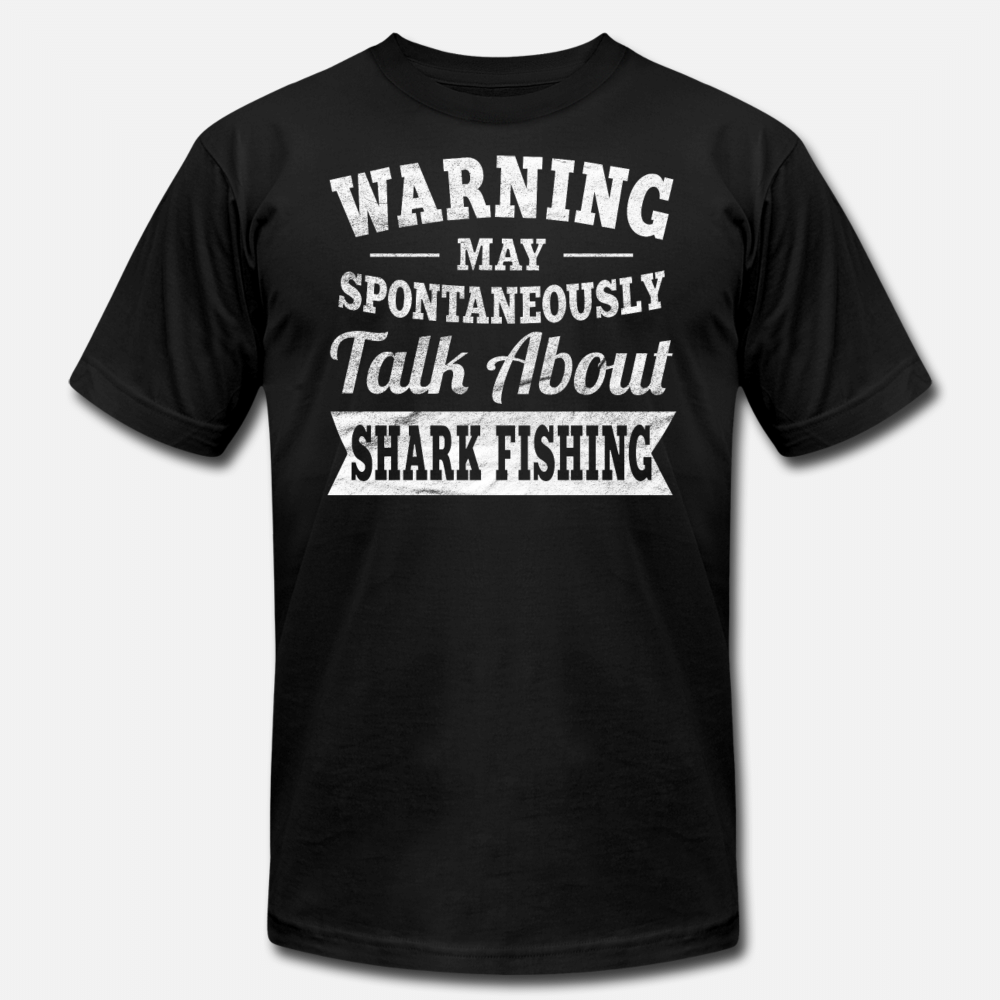 Warning May Spontaneously Talk Shark Fishing Unisex Jersey Tshirt