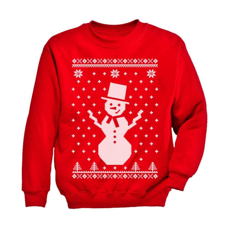 Big Snowman Ugly Christmas Sweater Holidays Cute Youth Kids Sweatshirt