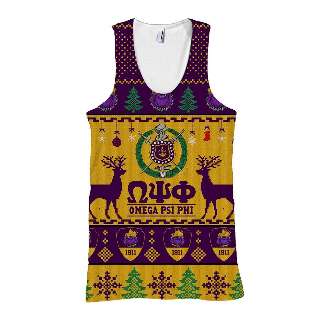 Fraternity Tank Top – Lux Omega Psi Phi Bulldog Greek Letter Christmas Tank Top