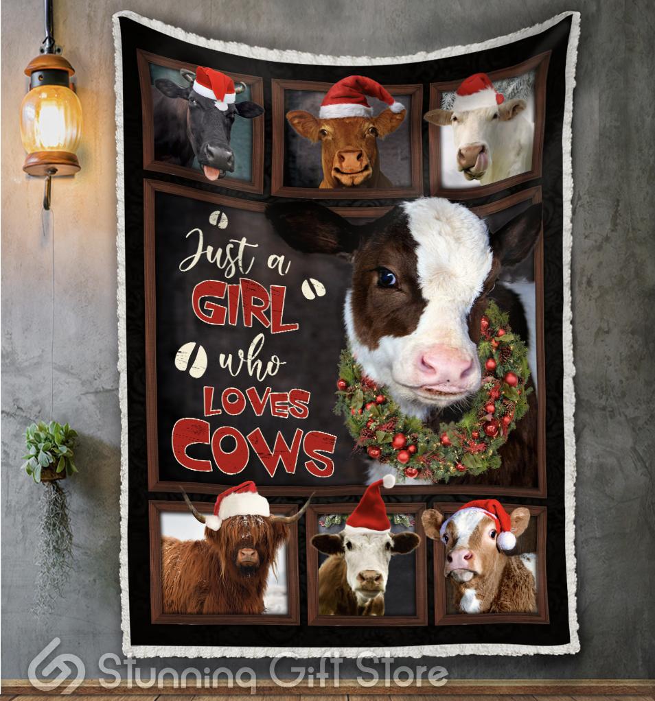 Stunning Gift Christmas Cute Cows Fleece Blanket Gift Idea For Wedding Anniversary – Just A Girl Who