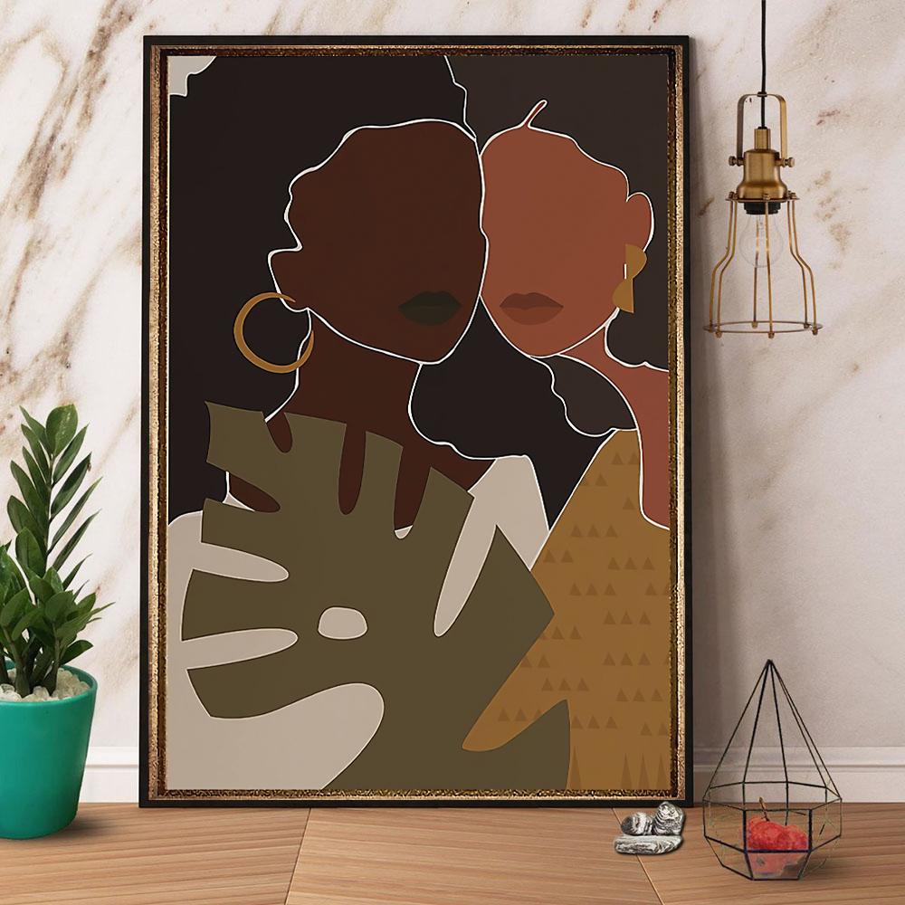 Tropical Black Sisters Paper Canvas Poster Wall Art