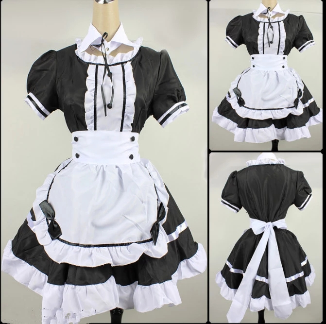 2022 Cute Lolita Maid Costumes French Maid Dress Girls M-5XL Plus Size Halloween Costume Waitress Maid Party Stage Costumes alx