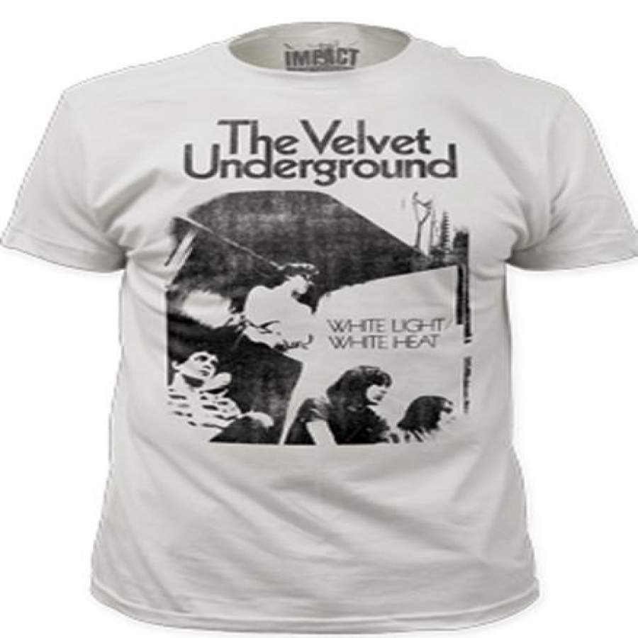 Velvet Underground Distressed White Light/White Heat  Men’s Fitted Vintage White  t-shirt