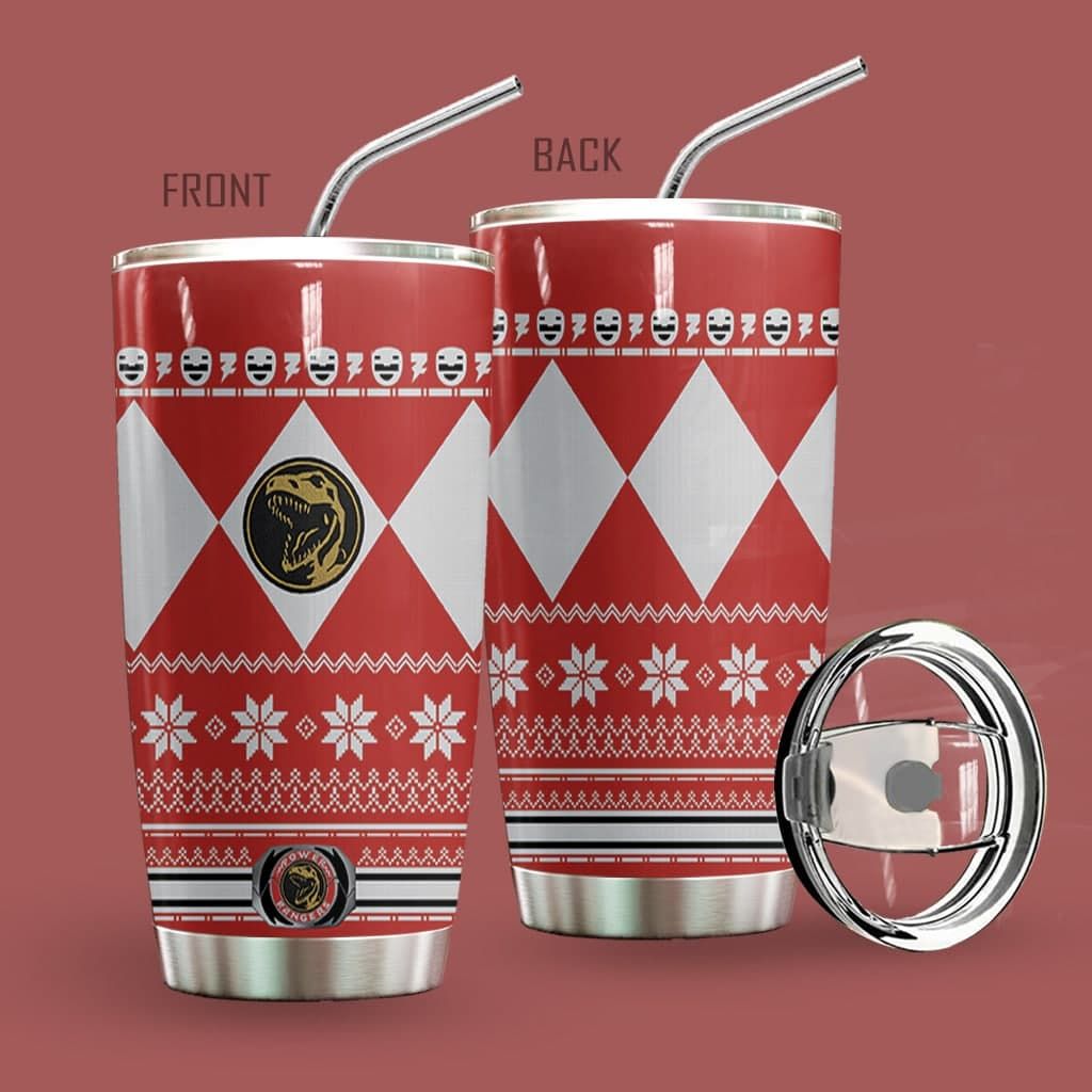 Alohazing 3D Red Mighty Morphin Power Ranger Ugly Christmas Custom Tumbler