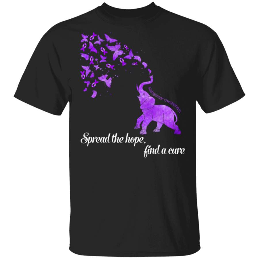 Alzheimer Awareness Spread The Hope Find A Cure Cool Purple Elephant Ribbons Gifts T-Shirt