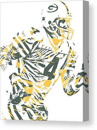 Brett Favre Green Bay Packers Pixel Art 21 Joe Hamilton Canvas Print