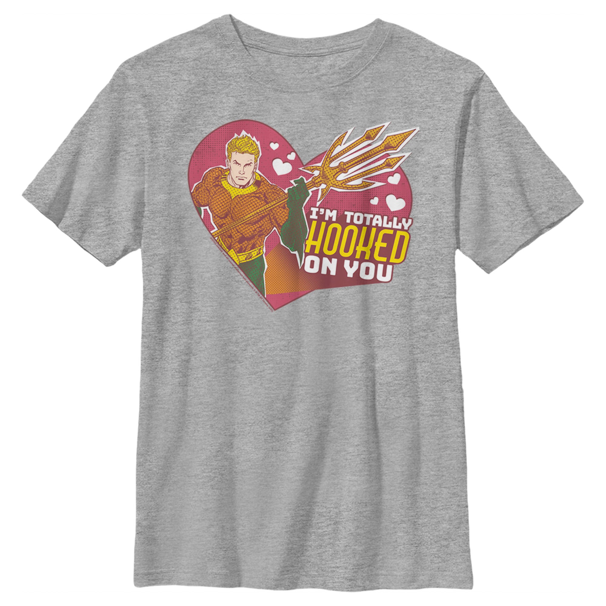 Boy’S Justice League Valentine’S Day Aquaman I’M Totally Hooked On You T-Shirt