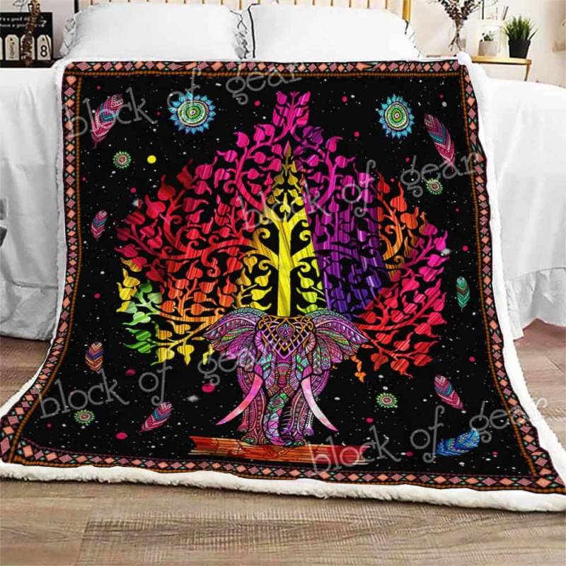 Boho Luxury Mandala Elephant JQQ448 Fleece Blanket