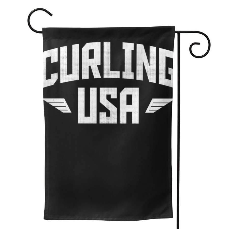 2 Pcs Garden Flag USA Curling Team Horizontal Poster 12.5″x18″ -Mothers Day, Birthday Gifts for Mom, Dad, Wife, Husband, Daughters, Grandma, Friends