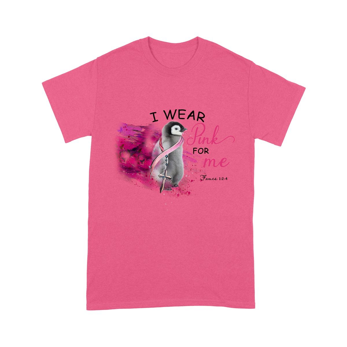 Penguin I Wear Pink For Me – Standard T-Shirt, Gift For Penguin Lover, T-Shirt Hoodie All Color Size S-5Xl