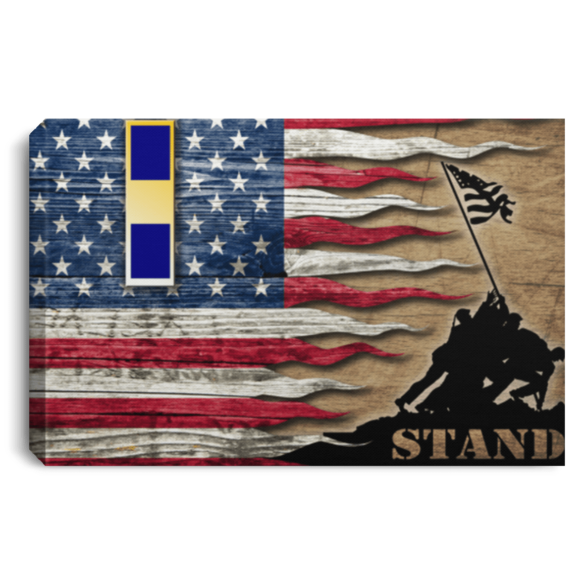 Us Navy W-1 Warrant Officer W1 Wo1 Stand For The Flag 24X16 Inches  Landscape Canvas .75In Frame