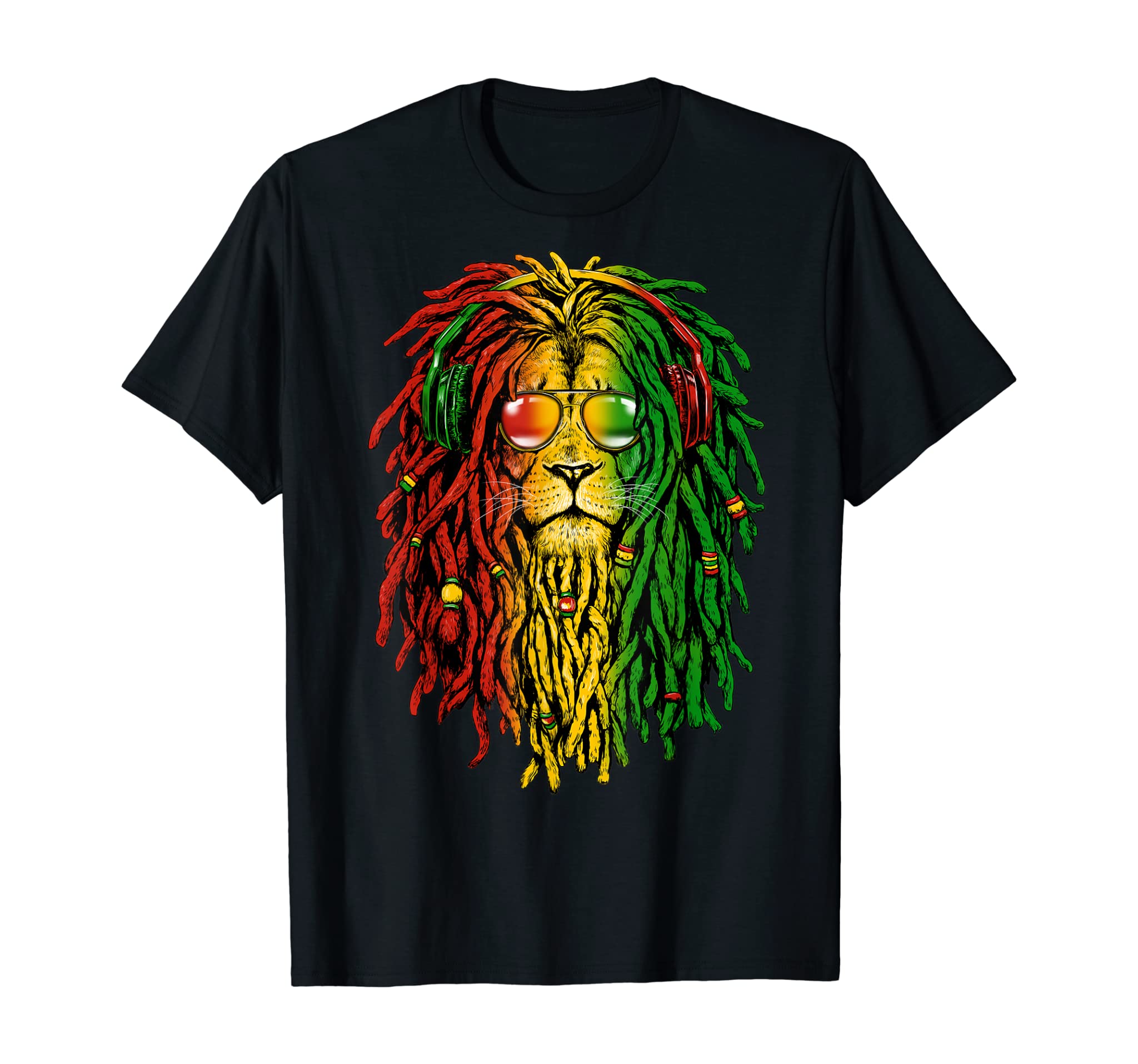 Rasta Reggae Lion Sunglass Art Gift for Rastafarian Lover T-Shirt