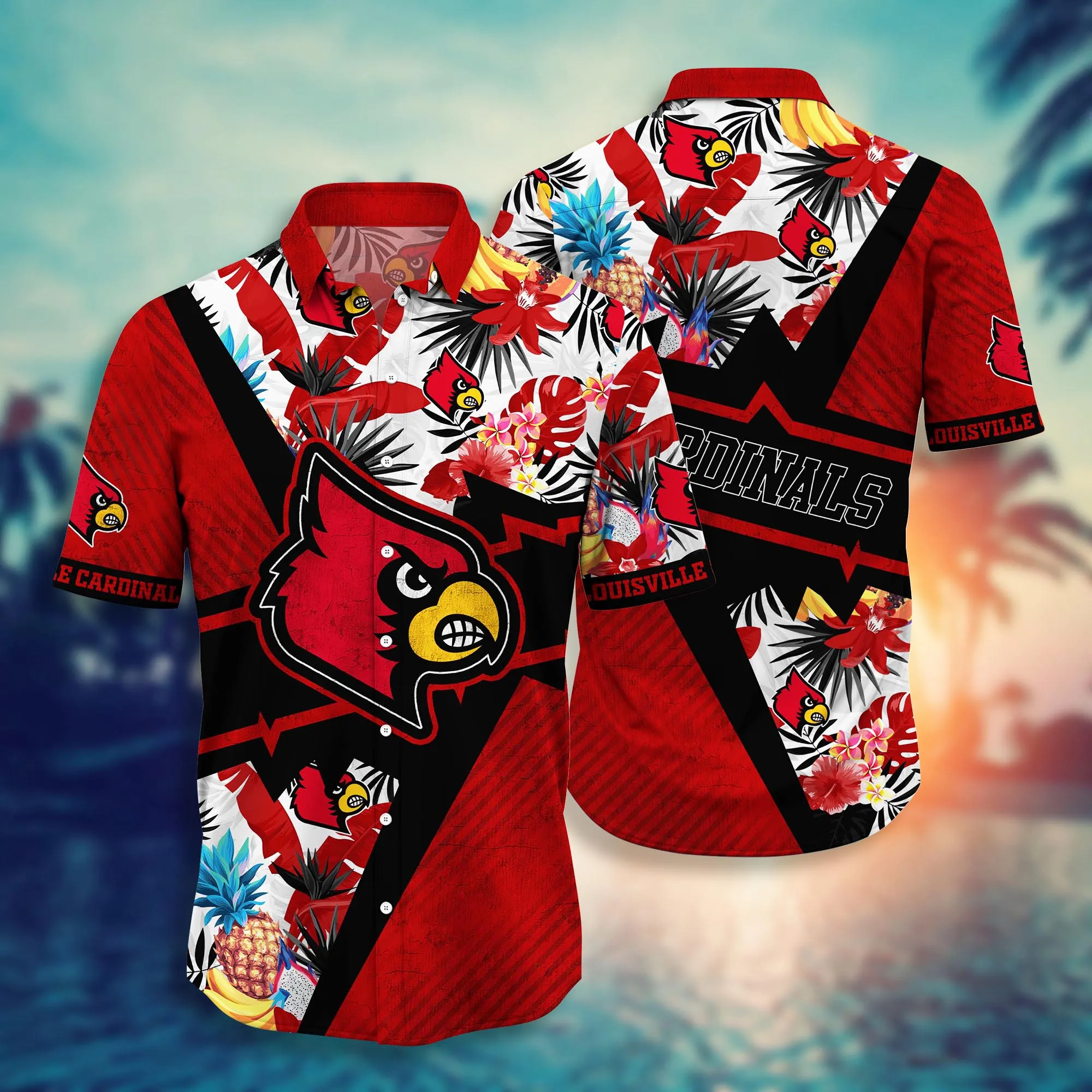 Louisville Cardinals NCCA Hawaiian Shirt Sunsets Aloha Shirt