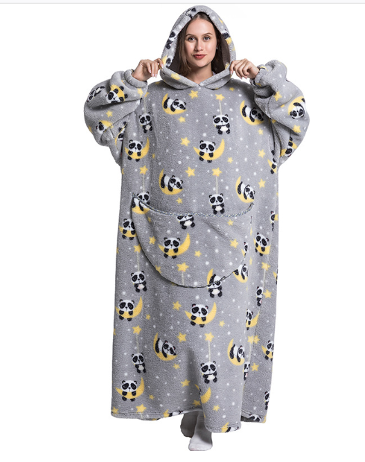 Super Long Oversized Winter Sherpa Blanket Plush Flannel Warm Family Matching Hoodie Halloween Homewear Avocado Women Sweatshirt alx