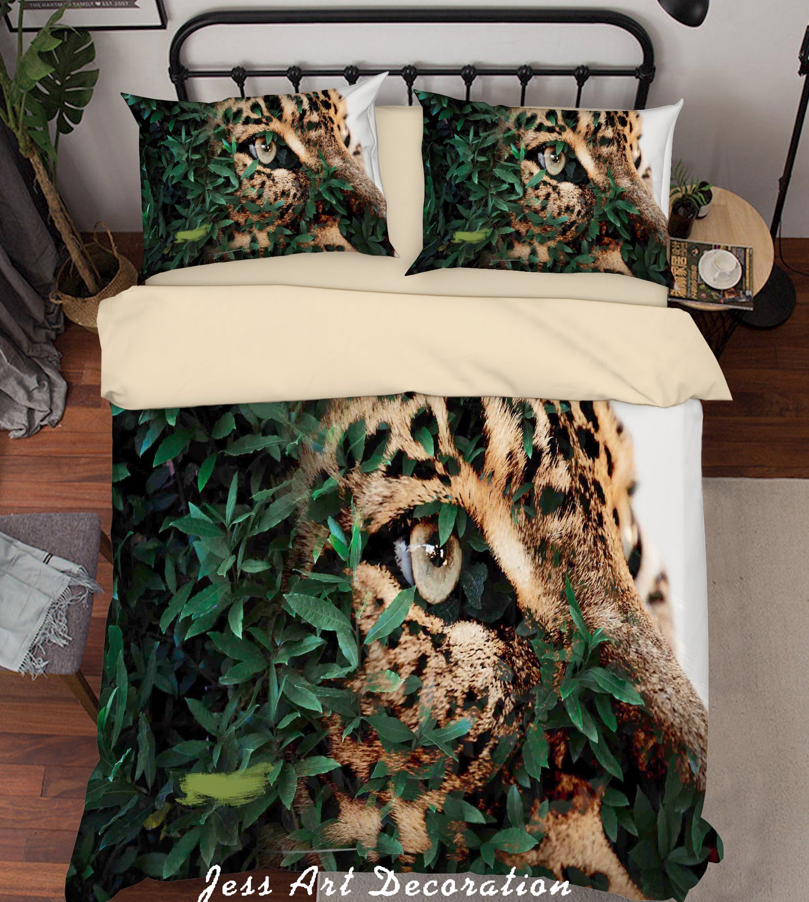 3D Leopard Leaves Quilt Cover Set Bedding Set Duvet Cover Pillowcases Sf72