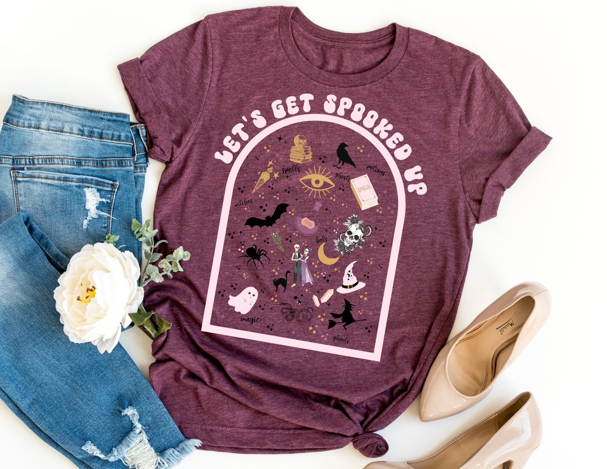 Let'S Get Spooked Up Shirt, Witchy Shirt, Trick Or Treat Shirt, Happy Halloween Shirt, Heart Halloween Shirt, Fall Shirts, Spooky Shirts