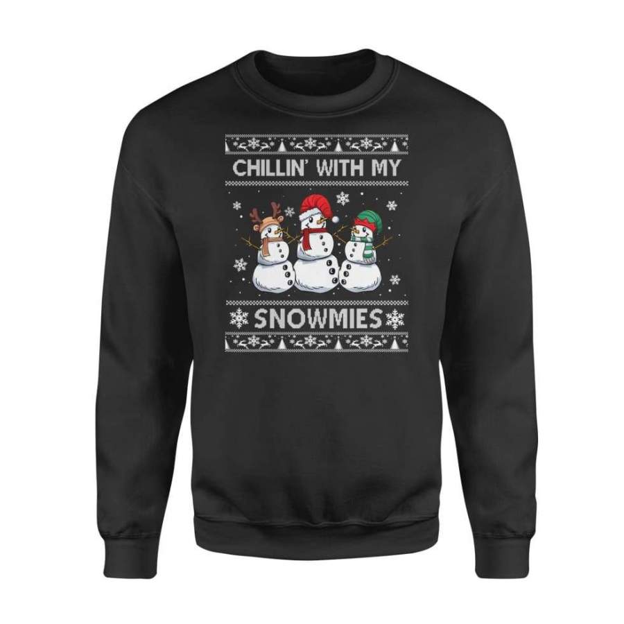 Chillin With My Snowmies Funny Ugly Christmas Pajama Xmas – Standard Fleece Sweatshirt