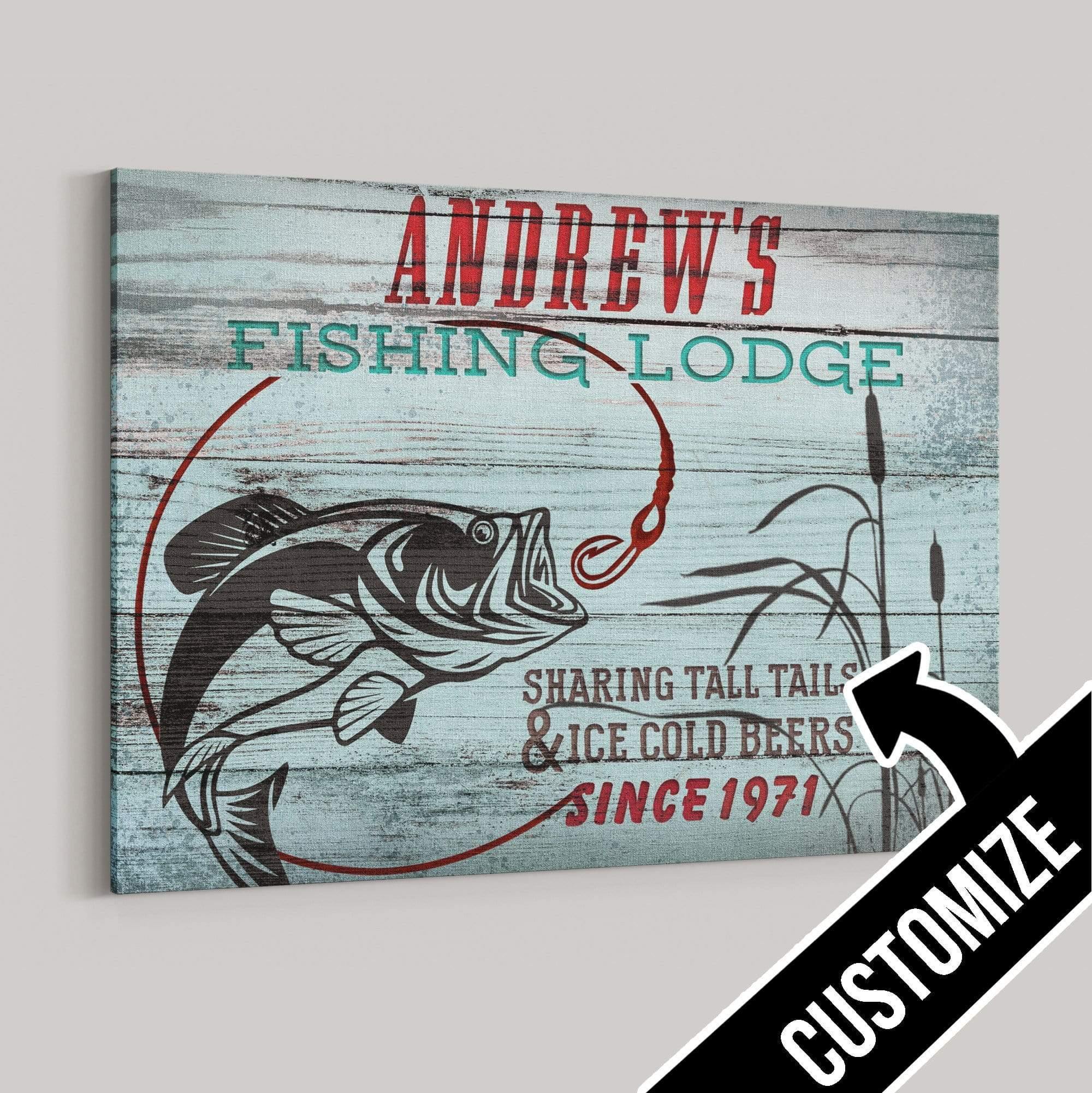 [Personalized Name] Your Fishing Lodge – Best Gift Idea For Father’S Day, Home Decor, Gift For Family – Horizontal Canvas Matte Canvas Wall Art