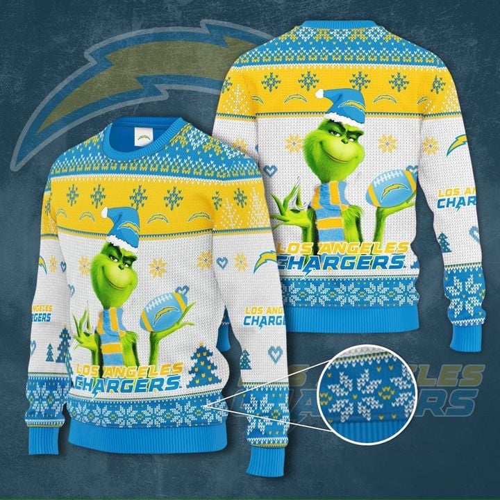 Grinch Los Angeles Chargers 3D Ugly Christmas Sweater