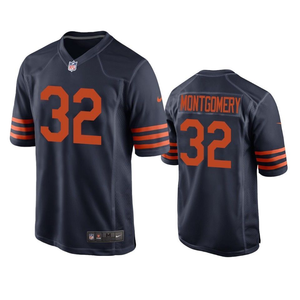 Chicago Bears David Montgomery 2019 NFL Draft Navy Throwback Jersey