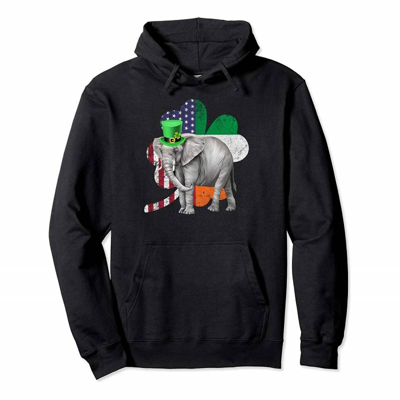 Irish American Flag Shamrock Elephant St Patricks Day Pullover Hoodie