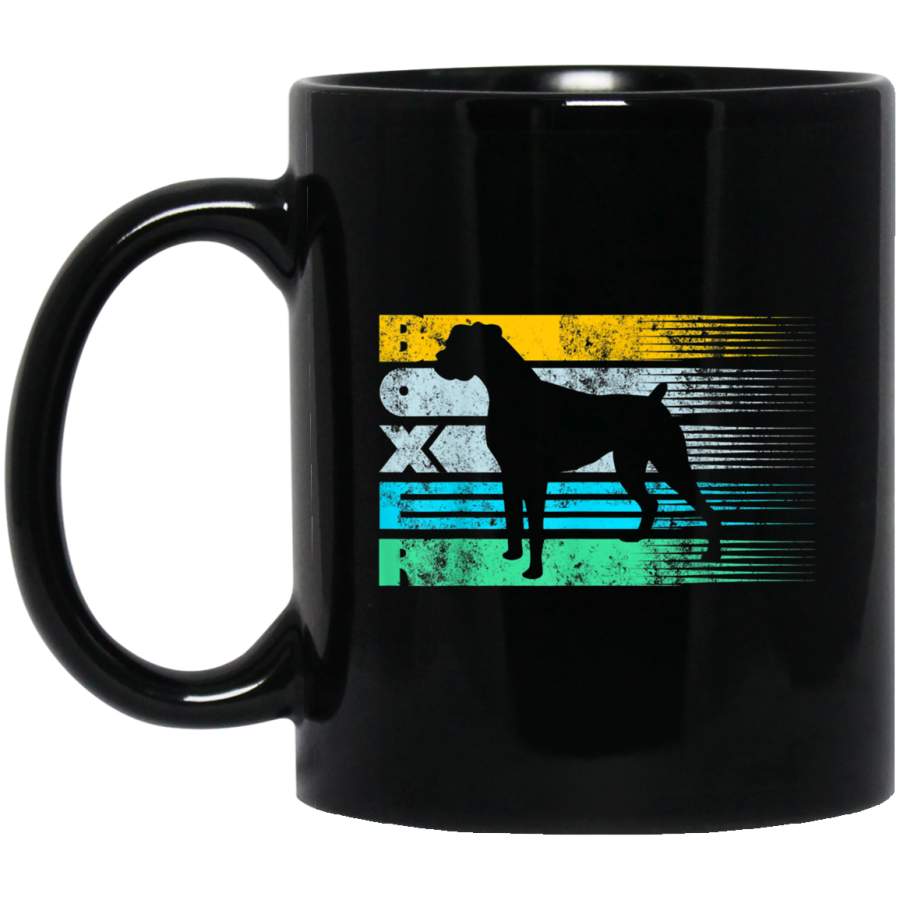 Boxer Cool Dog Vintage Retro Silhouette Distressed Mug