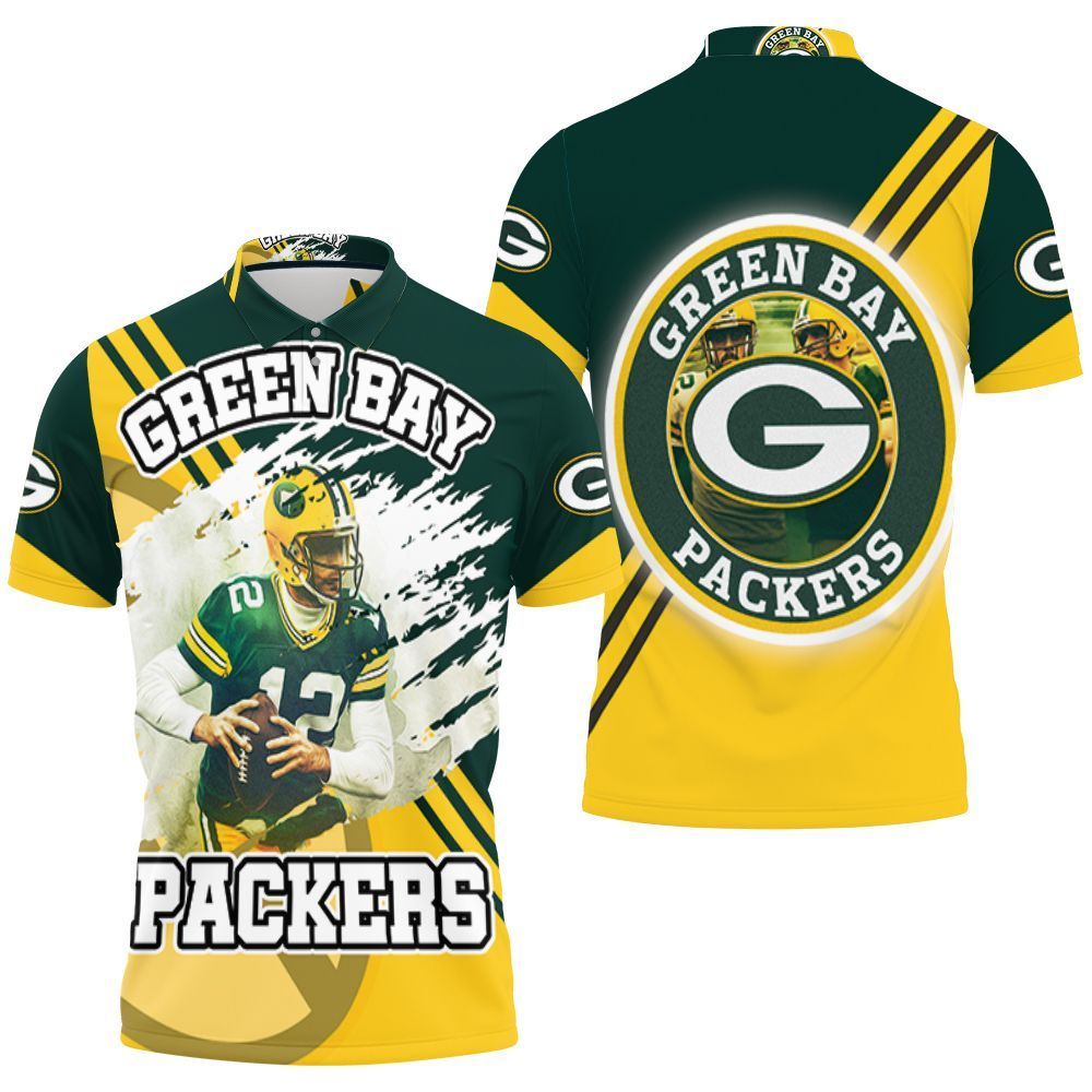 Green Bay Packers Aaron Rodgers 12 Illustrated For Fans 3D Polo Shirt, Jersey