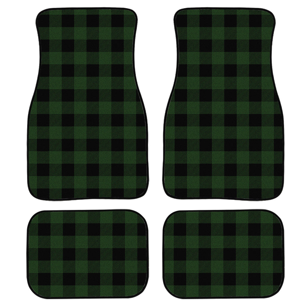 Green And Black Buffalo Plaid Print Front And Back Car Floor Mats, Front Car Mat