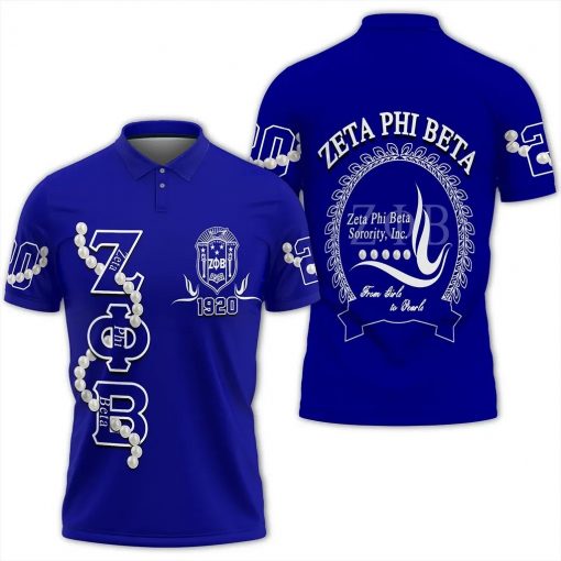 Zeta Phi Beta 1920 Soror From Girls To Pearls Blue Polo Shirt All Over Print