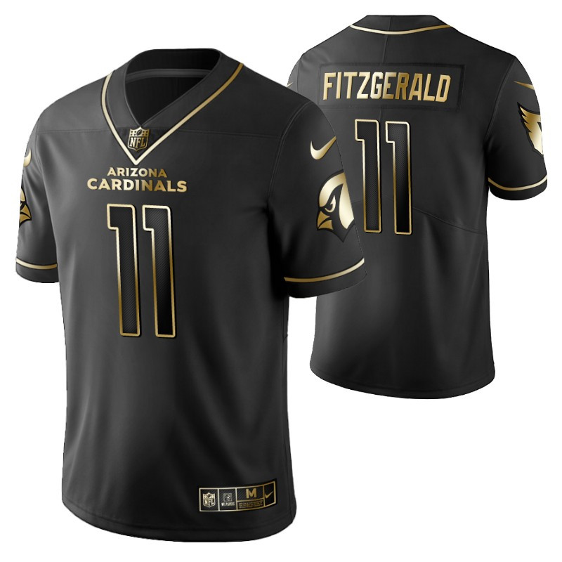 Arizona Cardinals Larry Fitzgerald 11 2021 NFL Golden Brandedition Black Jersey Gift For Cardinals Fans