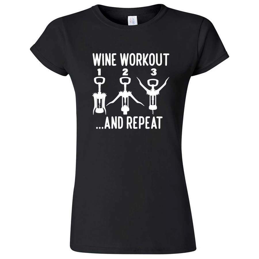 “Wine Workout: 1 2 3 Repeat” women’s t-shirt