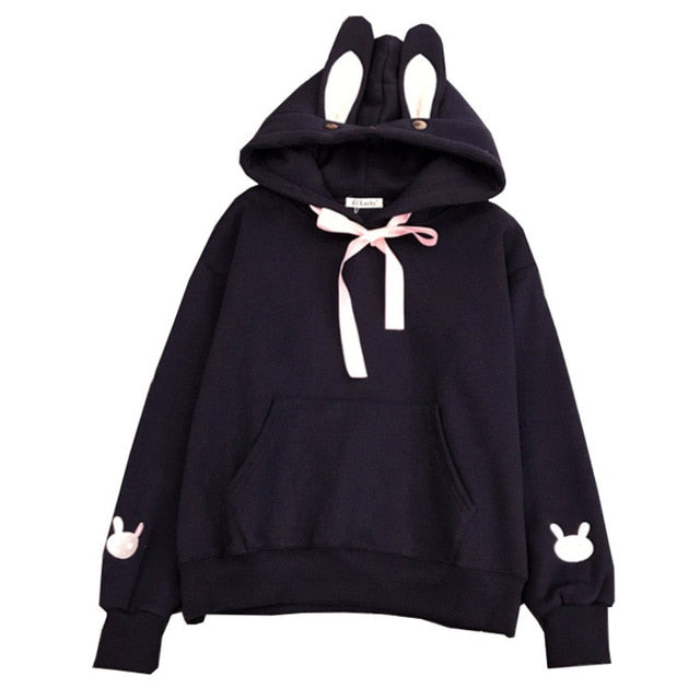 Kawaii Sweet Rabbit Ears Hooded Sweatshirt Harajuku Style