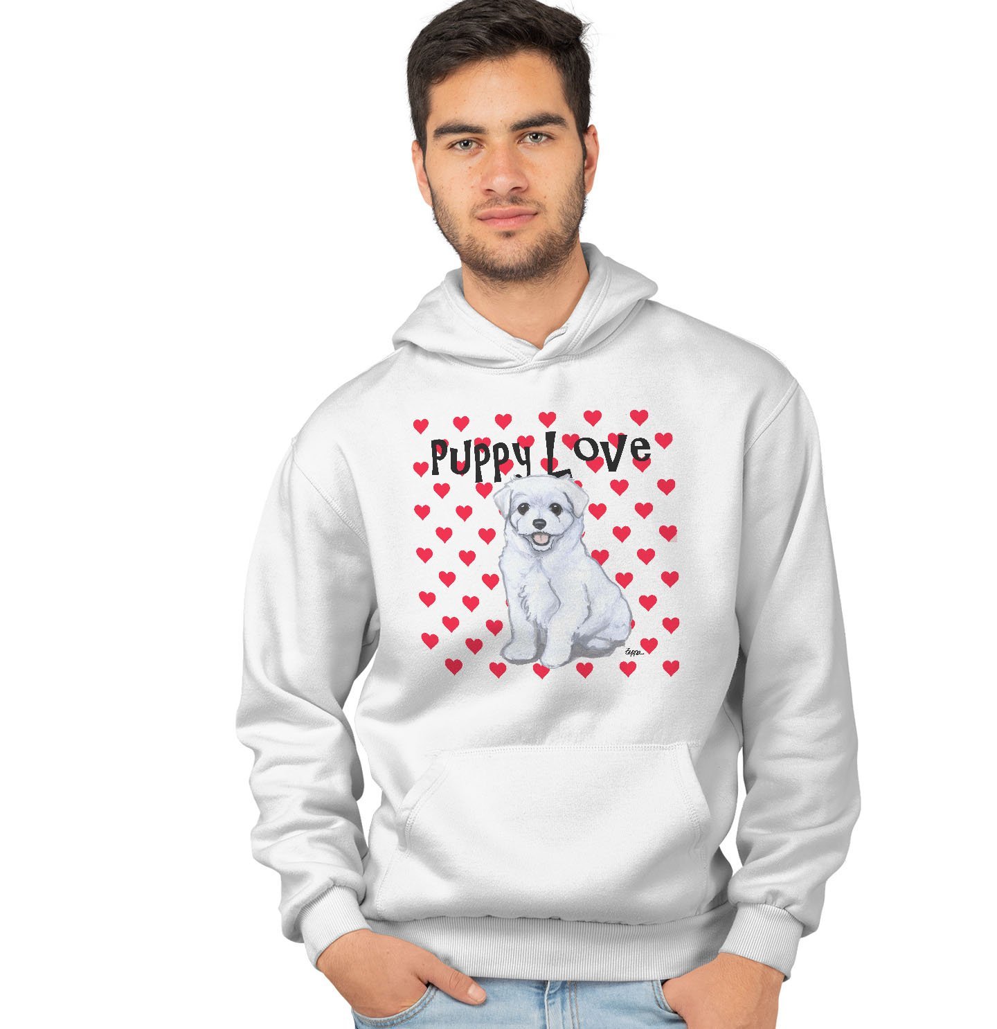 Maltese Puppy Love – Adult Unisex Hoodie Sweatshirt