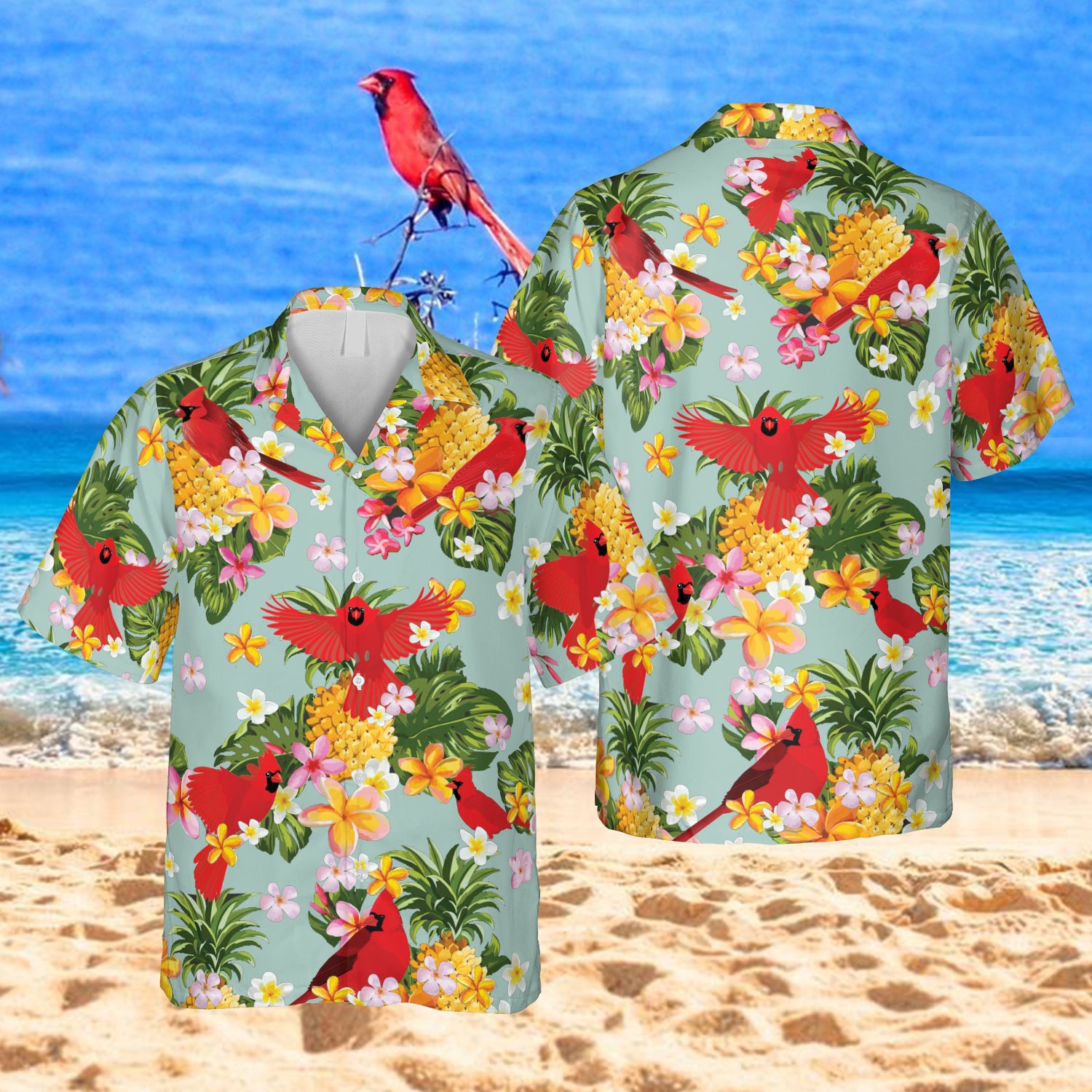 Cardinal Pineapple Vintage Hawaii Shirt, Christmas Gift For Him