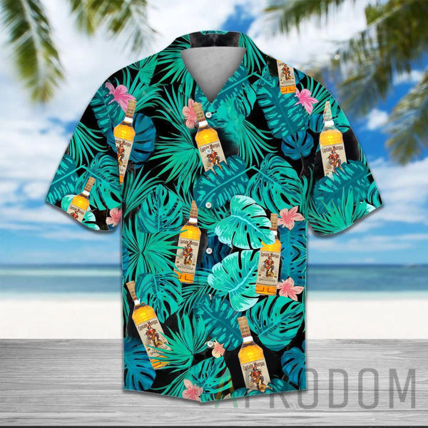 Green Tropical Palm Captain Morgan Hawaiian Shirt Ha1001