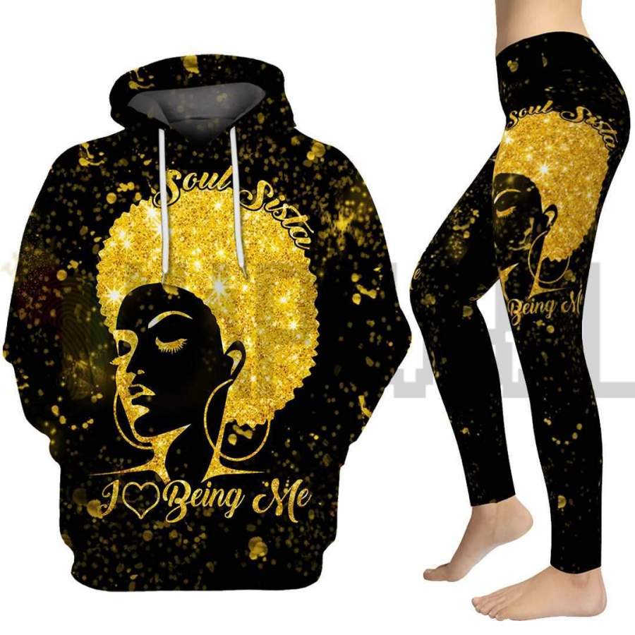 Black Queen I Love Being Me Legging And Hoodie 3D All Over Print