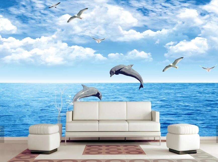 3D Bay, Dolphins Wallpaper