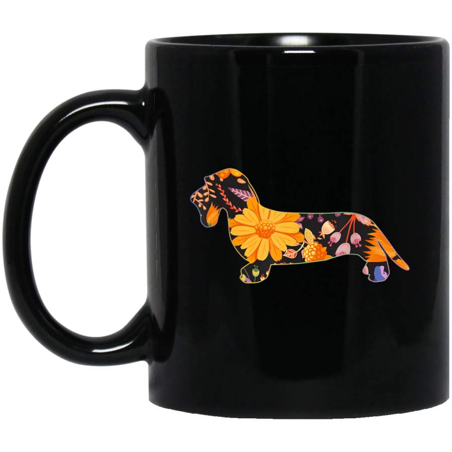 Floral Flower Vintage Retro Dachshund WireHair Lover Mug