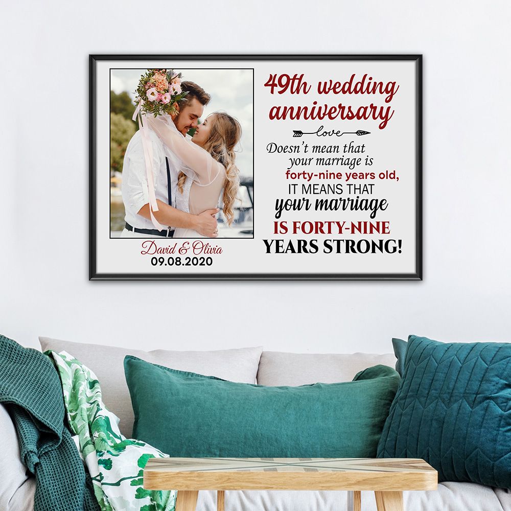 Personalized Photo 49Th Wedding Anniversary Gifts Poster For Couple, Parents, Wife & Husband, Him, Her