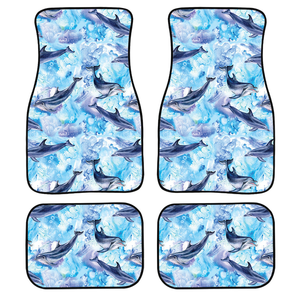 Watercolor Dolphin In The Sea Print Front And Back Car Floor Mats, Front Car Mat