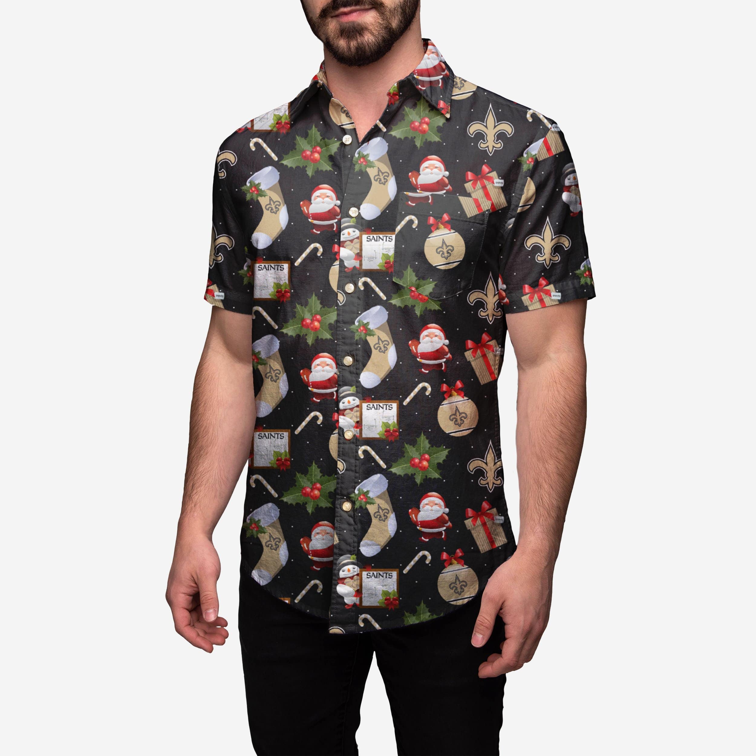 New Orleans Saints Christmas Explosion Button Up Shirt