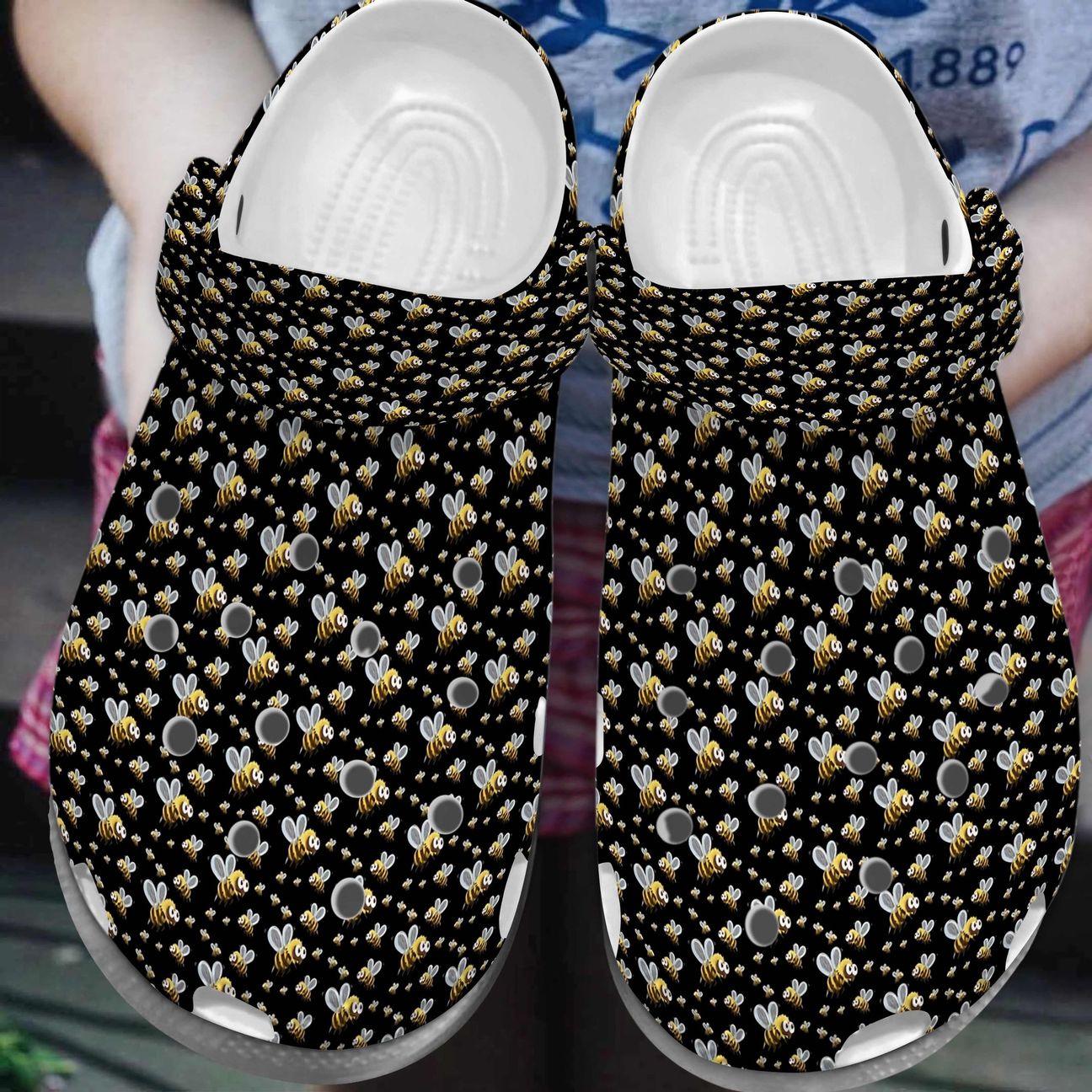 Bee Personalized Clog, Custom Name, Text, Color, Number Fashion Style For Women, Men, Kid, Print 3D Honey Bee Pattern