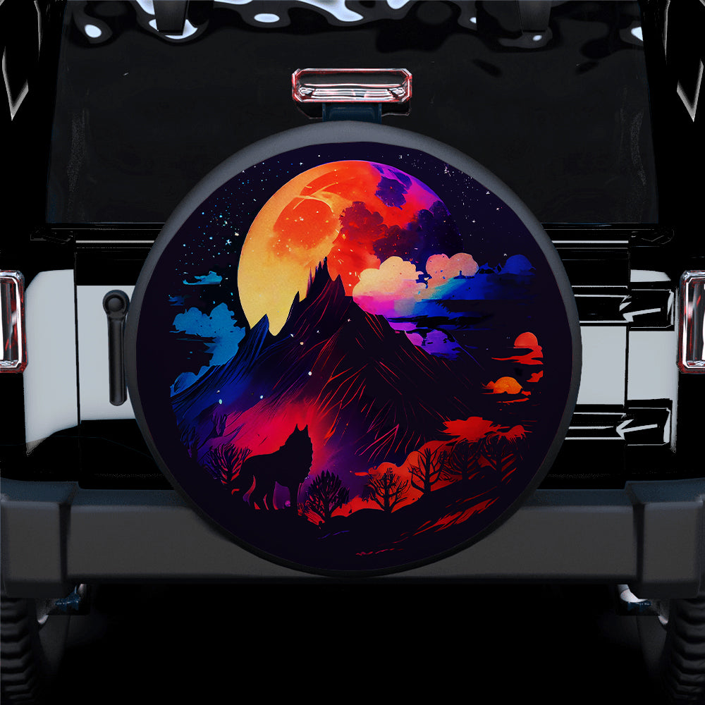 Big Moon Purple Red Blue Orange Night Sky Full Of Star Jeep Car Spare Tire Covers Gift For Campers